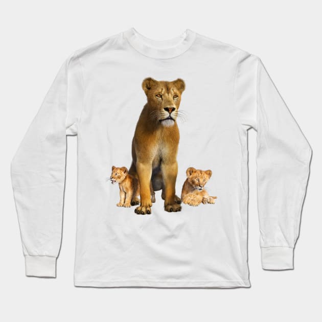 Lioness and cubs Long Sleeve T-Shirt by Carlosr1946